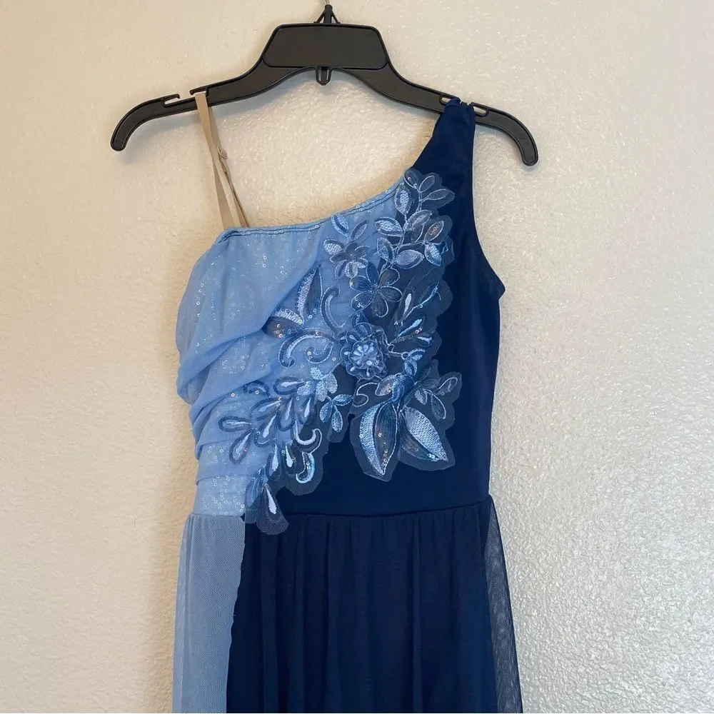 Revolution Dance Costume blue lyrical winter mesh MEMORIES RC23918 MA adult